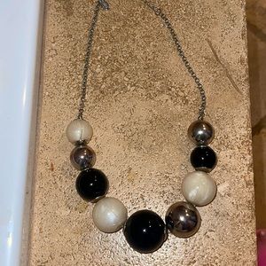 Fun statement necklace giant pearl silver and black balls from Next UK.